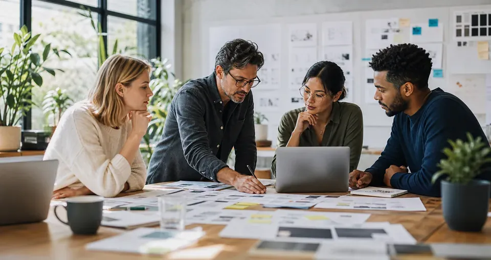 A website strategy team planning a clear customer journey